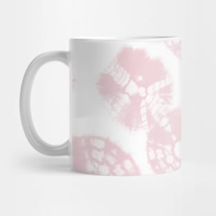 Shibori Kumo tie dye soft pink dots over white Mug